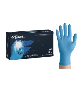 Manusi Nitril Gofrate Diamantate GripZzly, Rezistente la Chimicale si Uleiuri, 50 buc, albastre