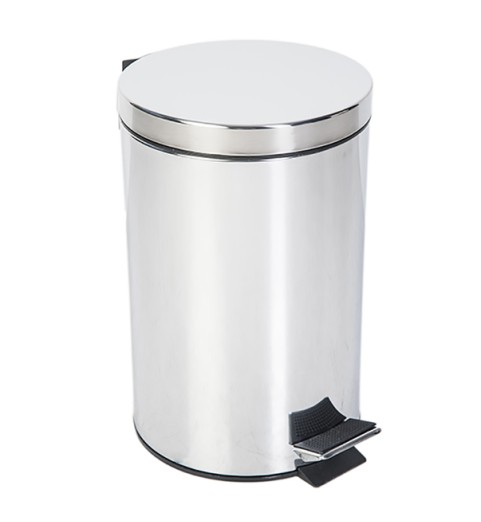 Cos gunoi 12l, rotund cu pedala, Inox