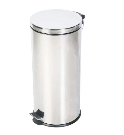 Cos gunoi 30l, rotund cu pedala, Inox