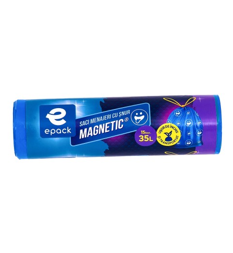 Saci menajeri 35l, cu snur MAGNETIC, EPACK , 15 buc/rola