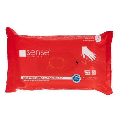 Servetele antibacteriene pentru suprafete,Sense,72buc